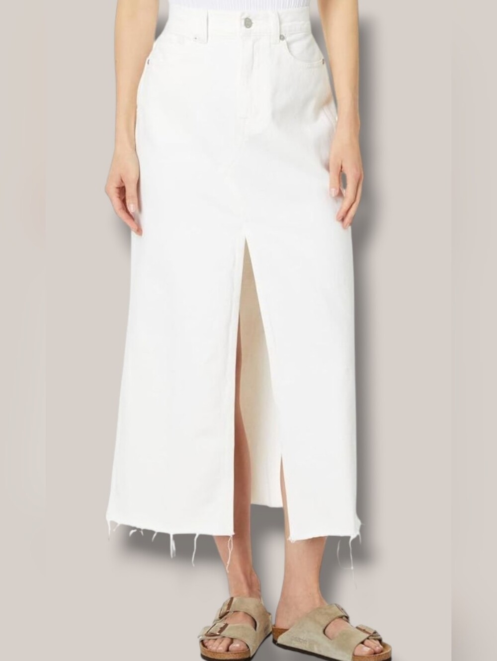 New Madewell The Rylee White Jean Skirt  with Front Slit Size Woman's 33